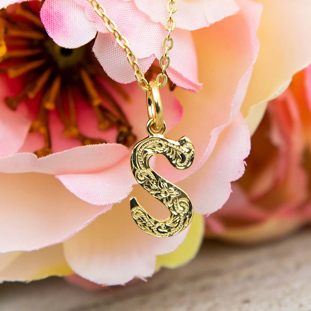 Engraved Initial Bike Lock Charm Necklace - Gold Vermeil