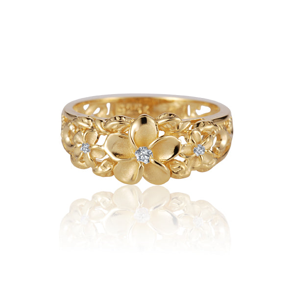 Gold deals plumeria ring